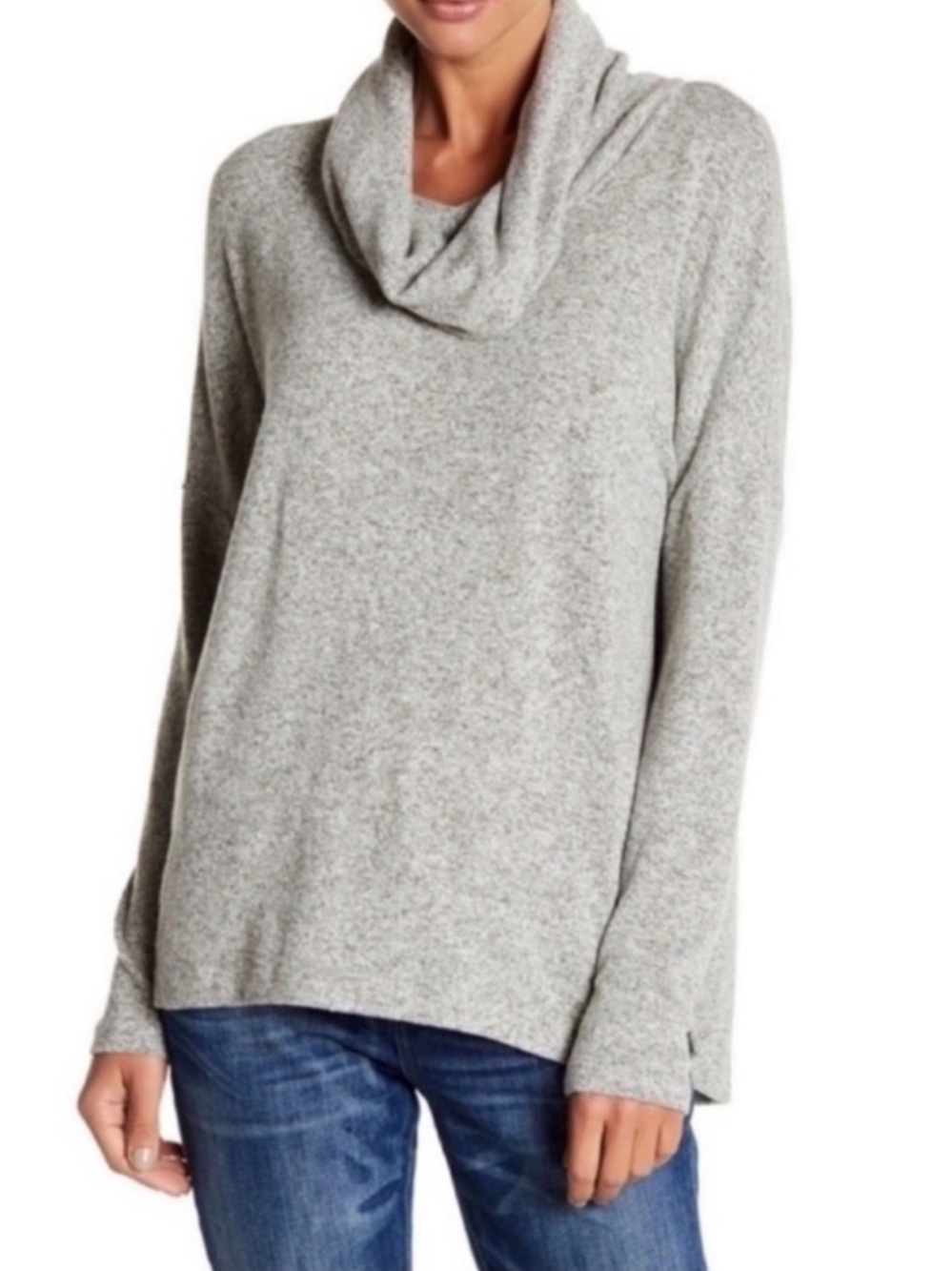 NEW Susina Light Heather Grey Cowl Neck Long Sleeve Sweater Size Medium